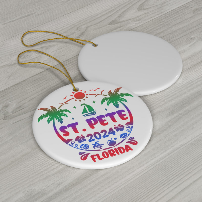 St. Pete Florida Ceramic Ornament, 2024 St. Pete Keepsake Souvenir With Free Shipping