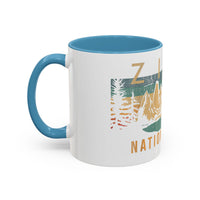 Zion National Park Mug - Ceramic Coffee Tea Cup with Vintage Mountain Sunset Design