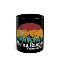 Mount Rainier National Park souvenir mug with sunset and mountain design