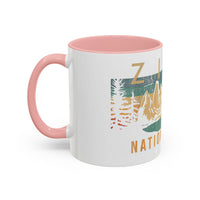 Zion National Park Mug - Ceramic Coffee Tea Cup with Vintage Mountain Sunset Design