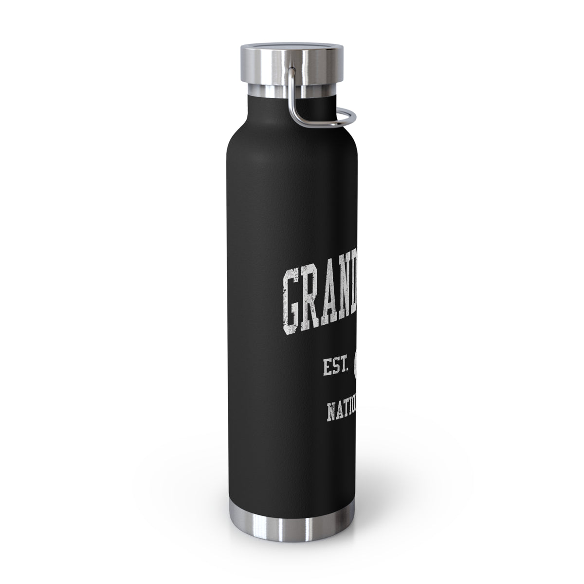 Grand Canyon National Park souvenir water bottle featuring a wolf design and stainless steel construction.