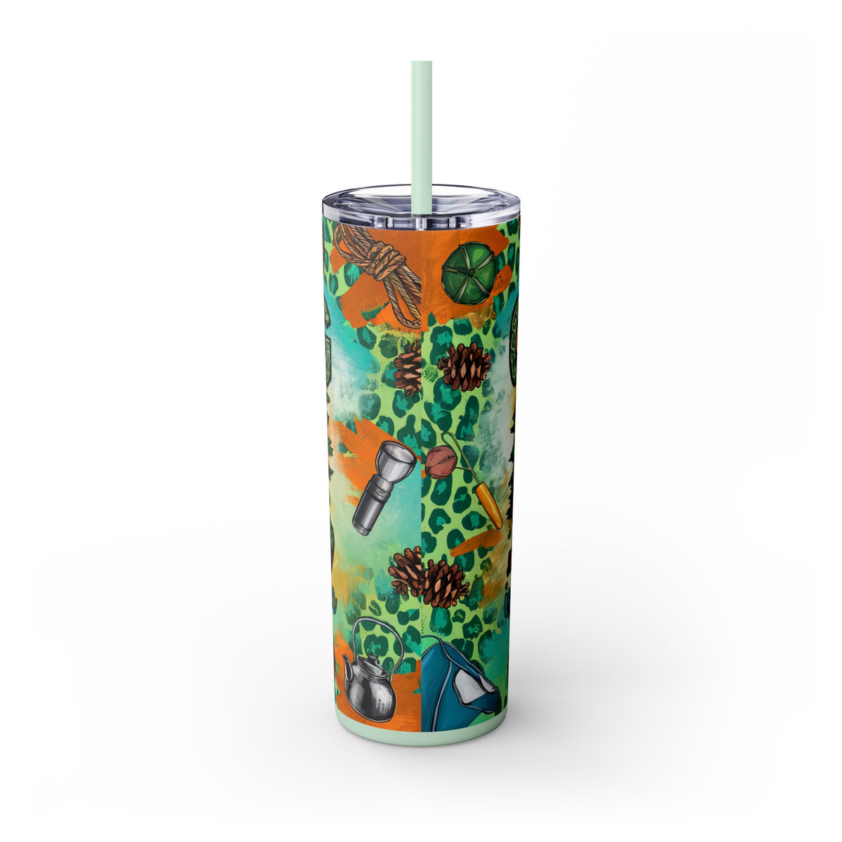 Camping is My Happy Place Skinny Tumbler with Straw, 20oz