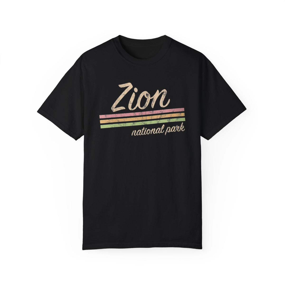 T-shirt featuring a retro striped design for Zion National Park.