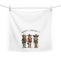 Funny Cowboy Nutcracker Christmas Tea Towel, What's Crackin'? Holiday Decor Kitchen Towel