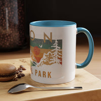 Zion National Park Mug - Ceramic Coffee Tea Cup with Vintage Mountain Sunset Design