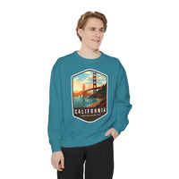 California Sweatshirt - Golden Gate Bridge Design - San Francisco Scenic Apparel - Unisex Garment-Dyed Cozy Fleece