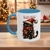 Christmas Cat Mug "Meowy & Bright", Microwave and Dishwasher Safe, Free Shipping