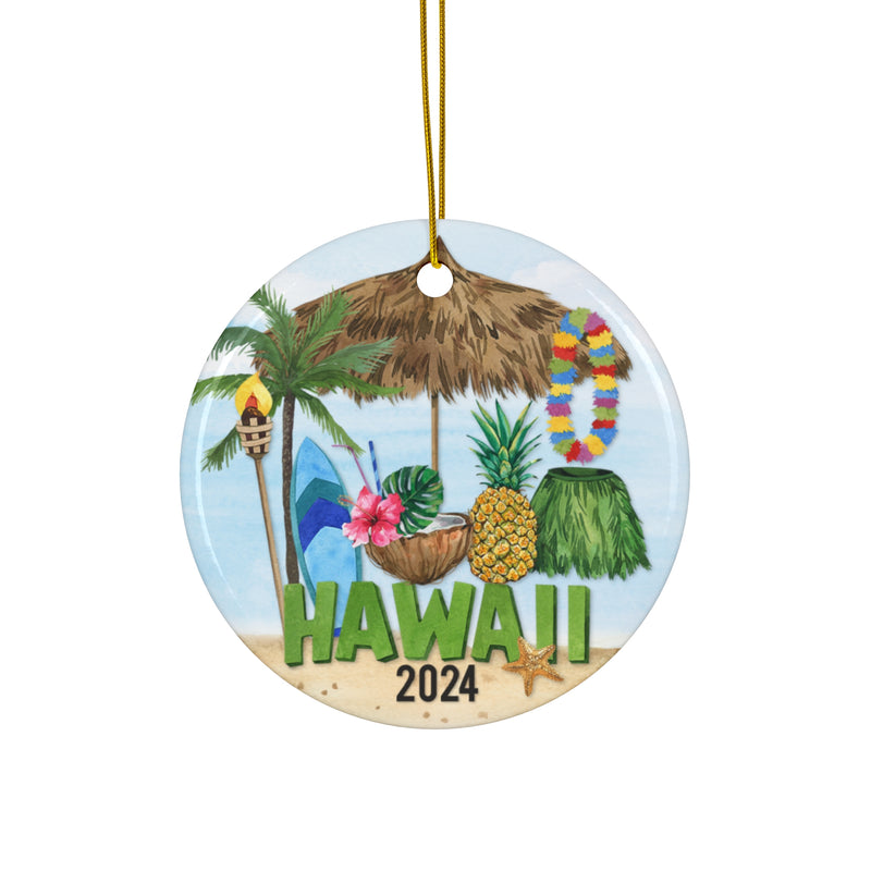 Hawaii Ceramic Ornament, 2024 Hawaiian Island Vacation Souvenir With Free Shipping