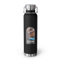 Image of a stainless steel water bottle featuring a design of The Narrows from Zion National Park in Utah.