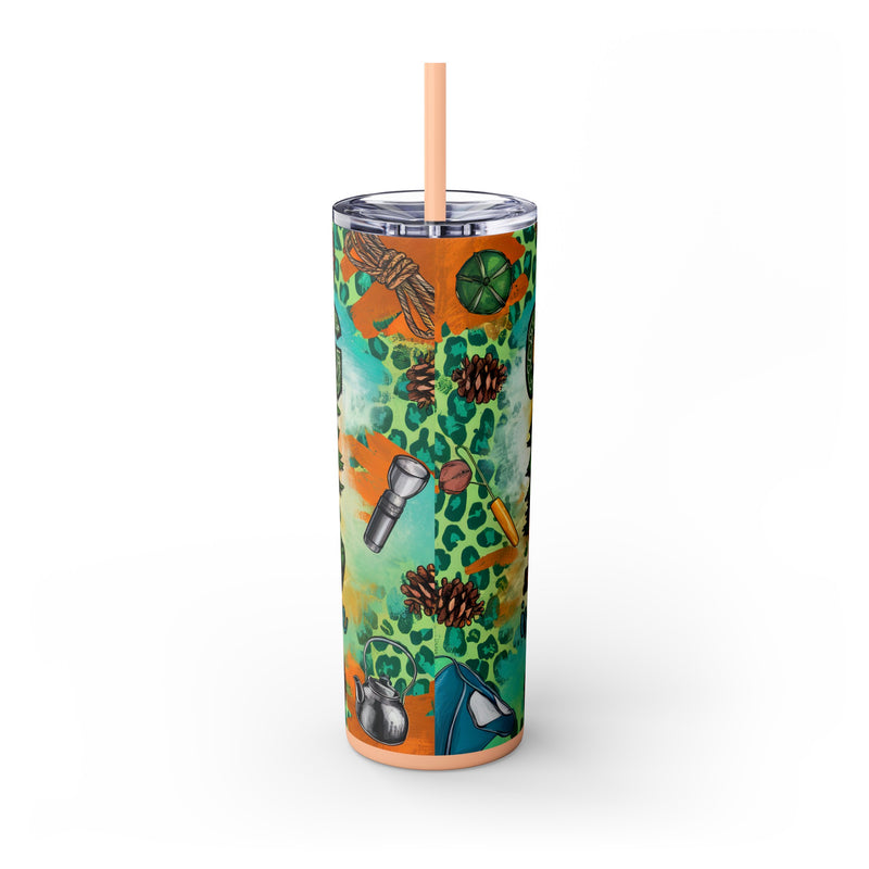 Camping is My Happy Place Skinny Tumbler with Straw, 20oz