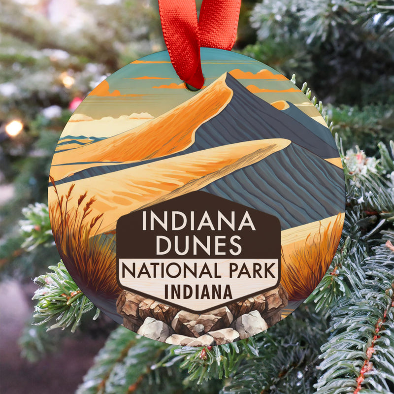 Indiana Dunes Christmas Ornament with Ribbon