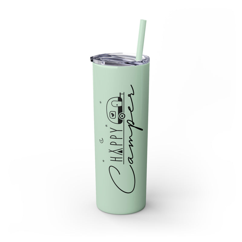 Happy Camper Skinny Tumbler with Straw, 20oz