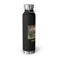 Grand Teton National Park souvenir water bottle featuring a bear family design with 399 and cubs and stainless steel construction.