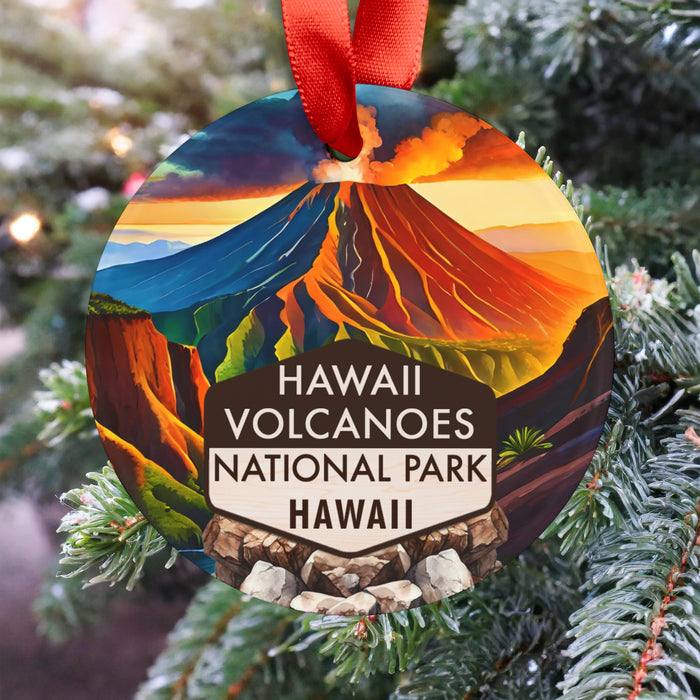 Hawaii Volcanoes Christmas Ornament with Ribbon