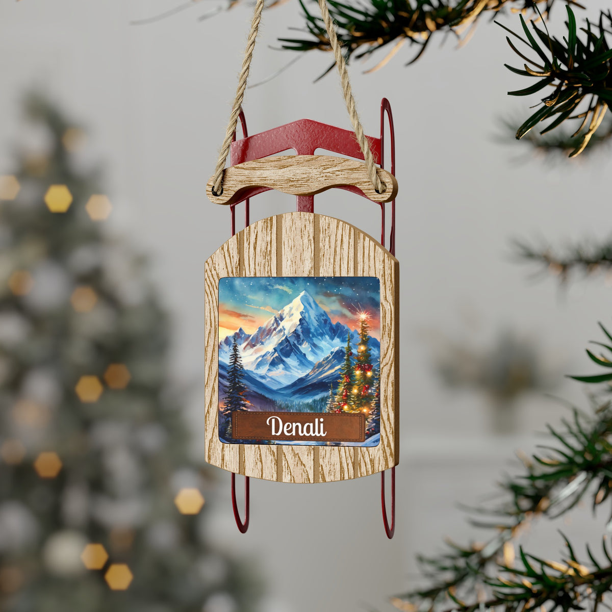 Denali National Park Christmas Sled Ornament