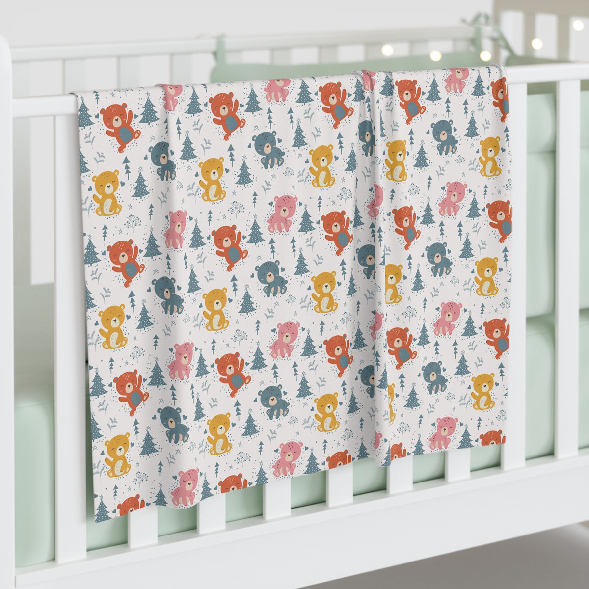 Cute Unisex Bears in Forest Baby Swaddle Blanket