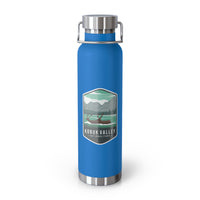 Pebble blue stainless steel water bottle with a scenic design of Kobuk Valley National Park.