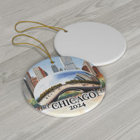 Chicago Ceramic Ornament, 2024 Chicago Bean Keepsake Souvenir With Free Shipping