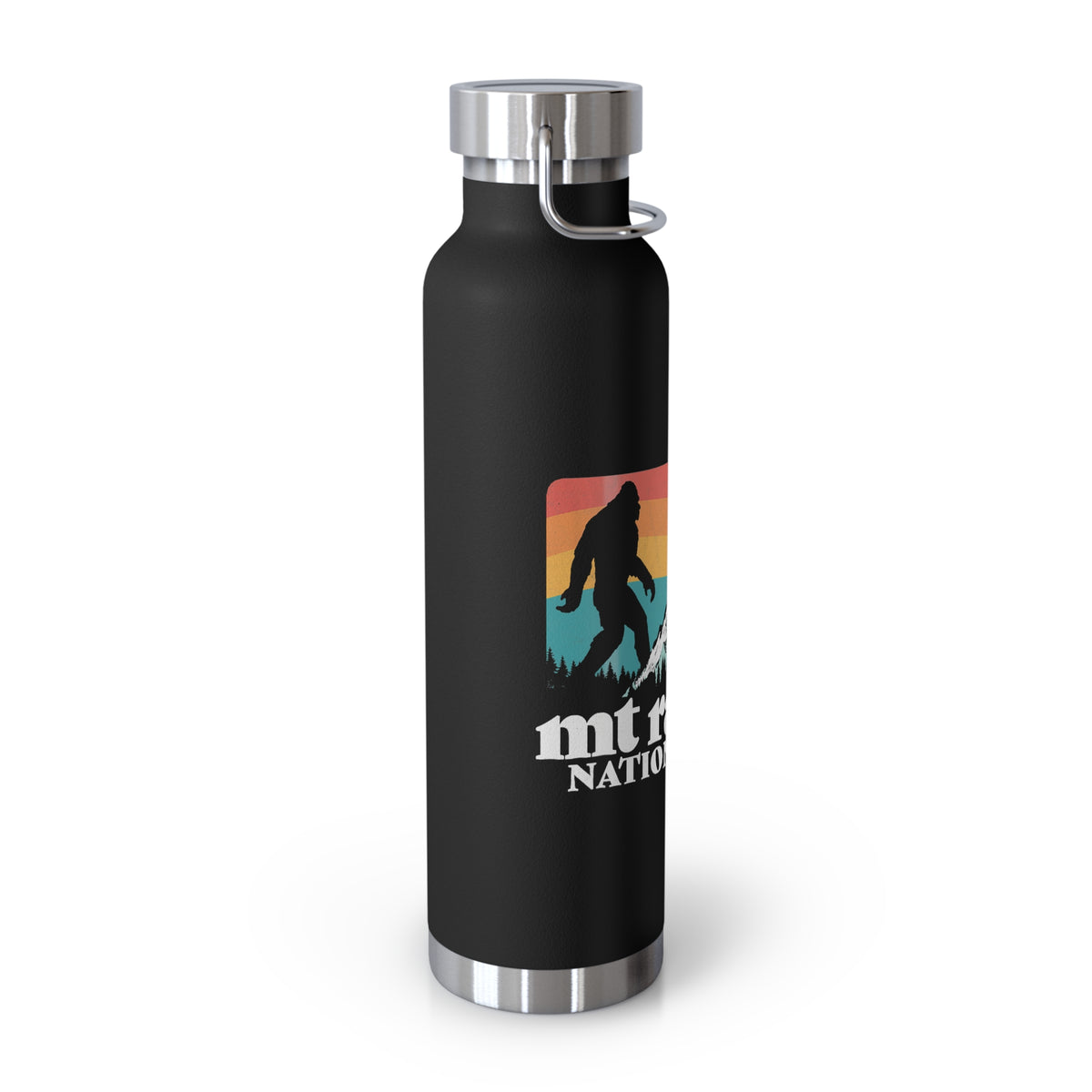 Mount Rainier water bottle featuring a Bigfoot design from the national park.