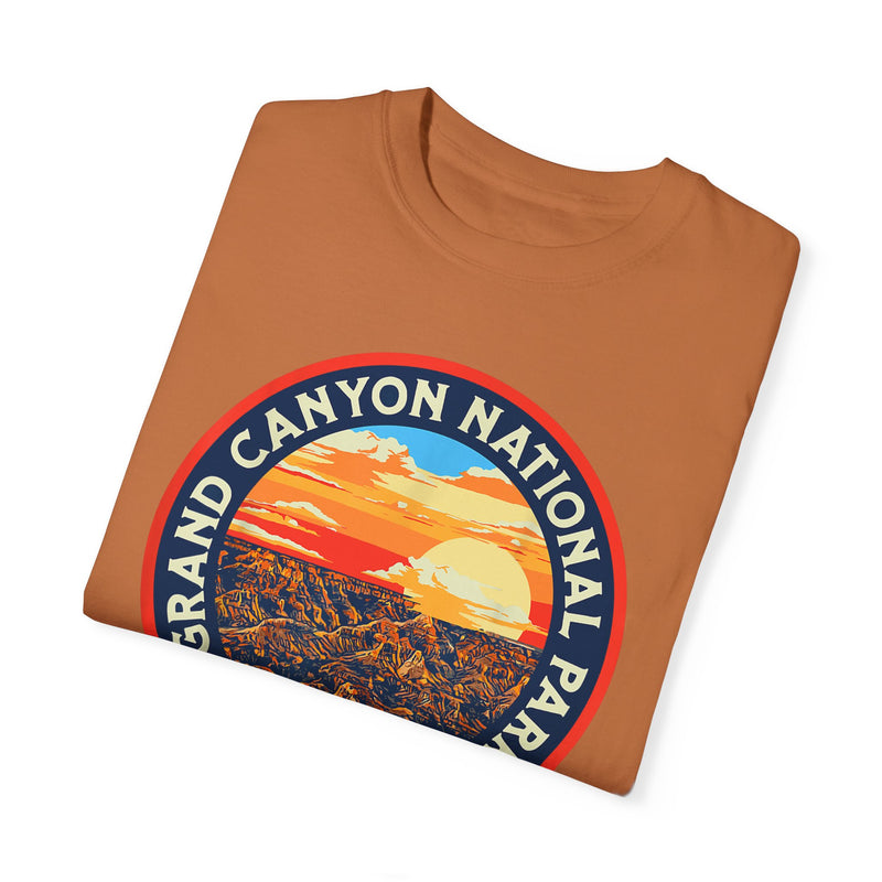 Grand Canyon National Park T-shirt with a scenic view graphic design featuring a sunset over the canyon.