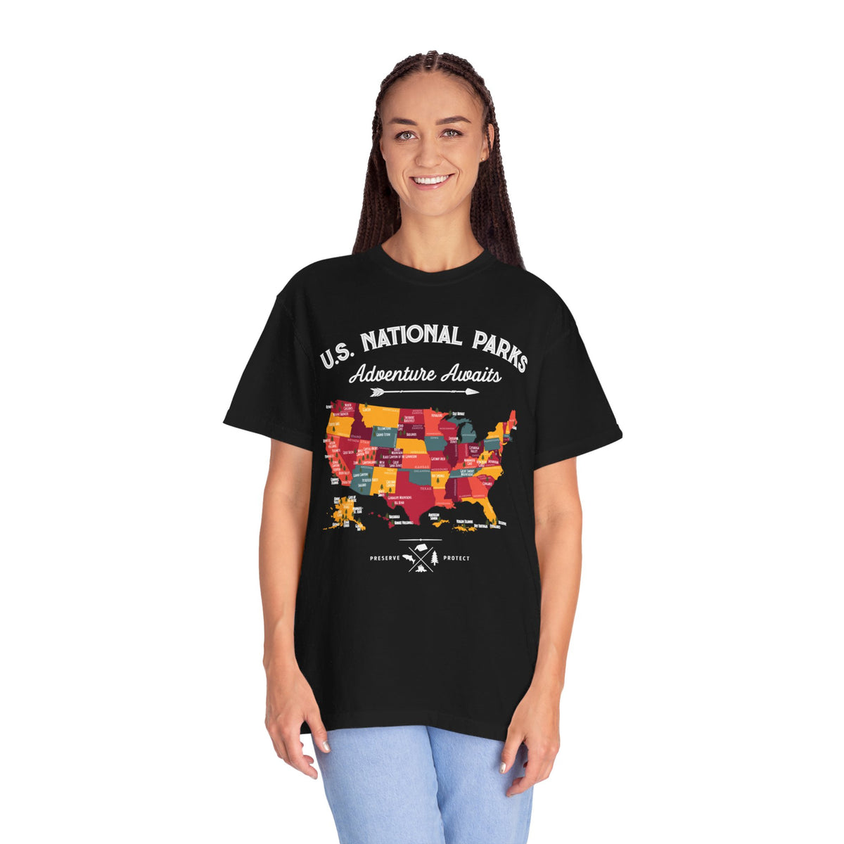 Adventure Awaits US National Parks Souvenir Tee