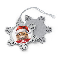 2024 Christmas Orange Tabby Cat Metal Snowflake Ornament