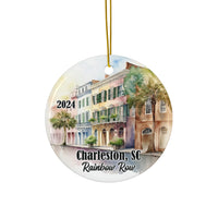 Charleston SC Rainbow Row Ceramic Ornament, 2024 Charleston Keepsake Souvenir With Free Shipping