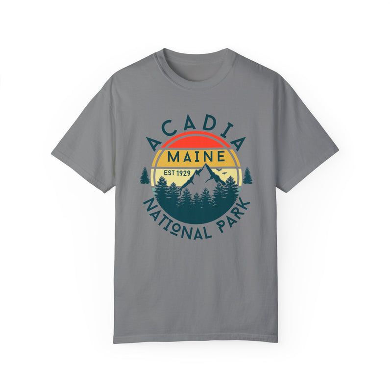 Acadia Maine Souvenir Tee with Mountain Graphic