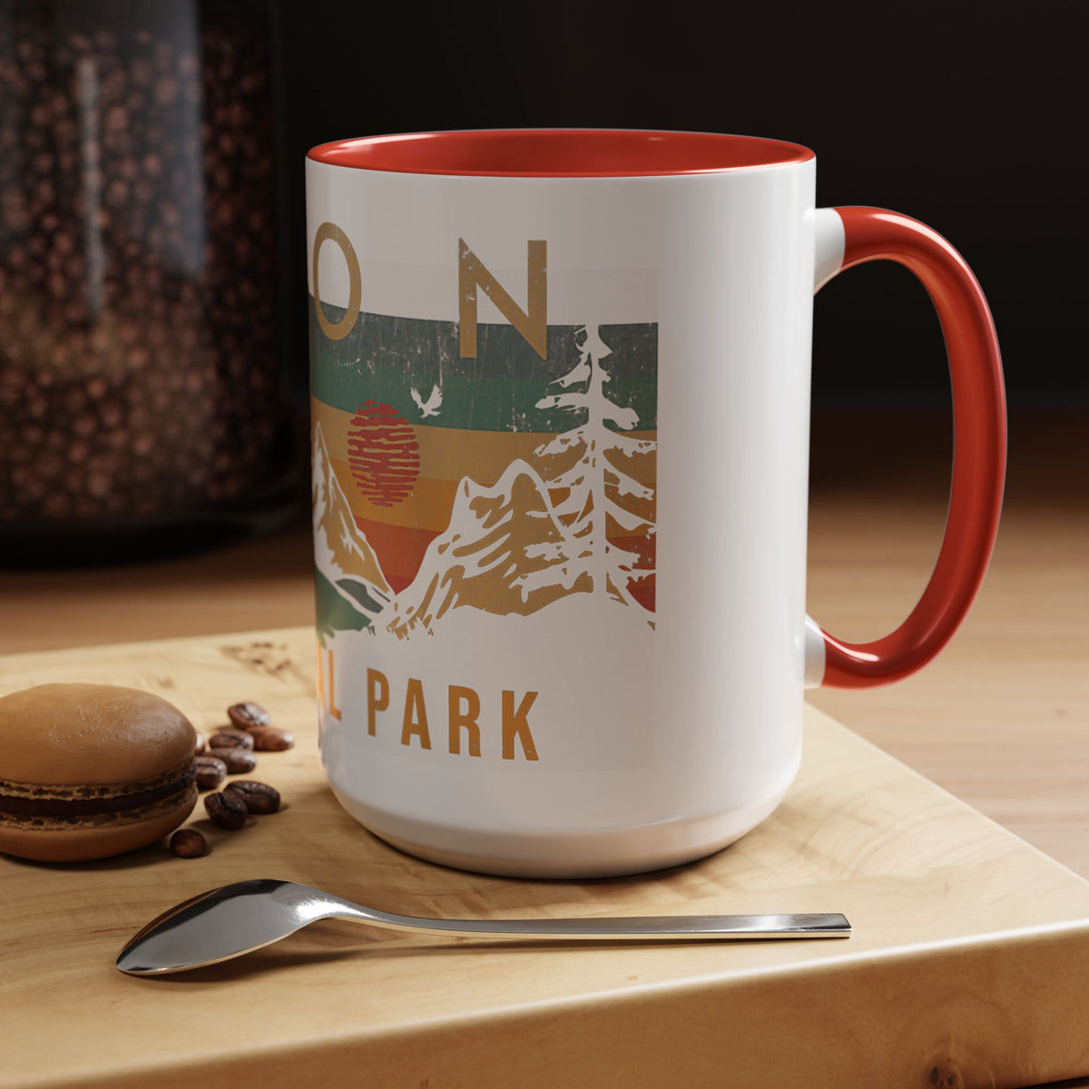 Zion National Park Mug - Ceramic Coffee Tea Cup with Vintage Mountain Sunset Design