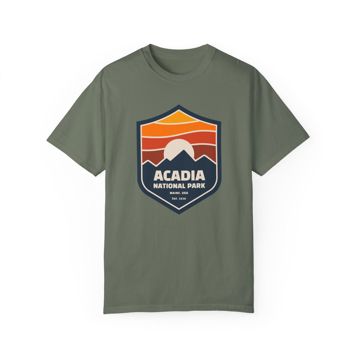 Acadia National Park Souvenir Tee with Mountain Badge