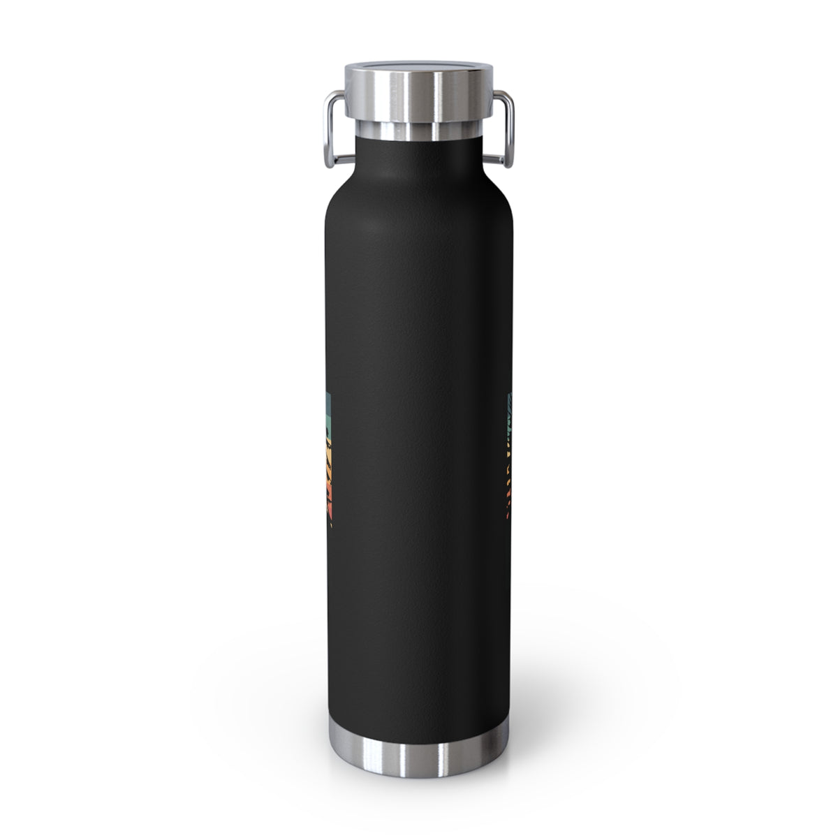 Image of a stainless steel water bottle featuring a vintage design from Zion National Park in Utah.