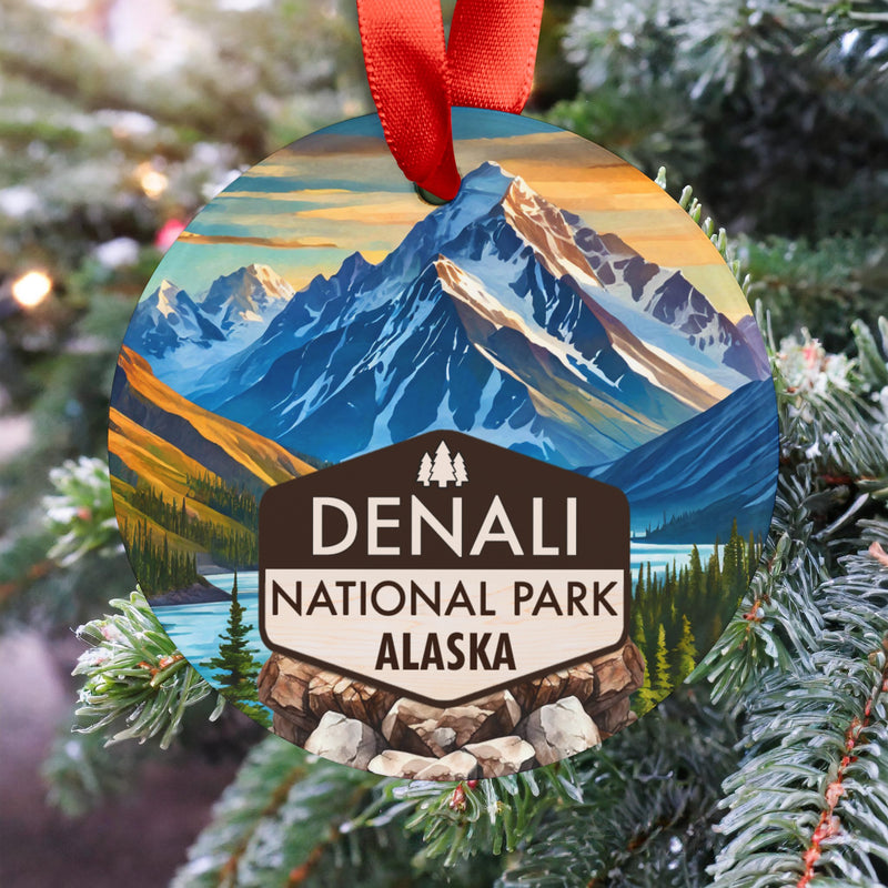 Denali Christmas Ornament with Ribbon