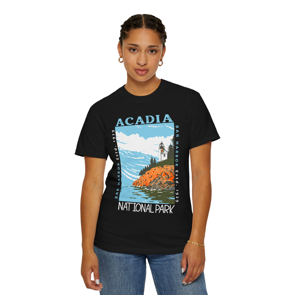 Acadia National Park Souvenir Tee with Lighthouse