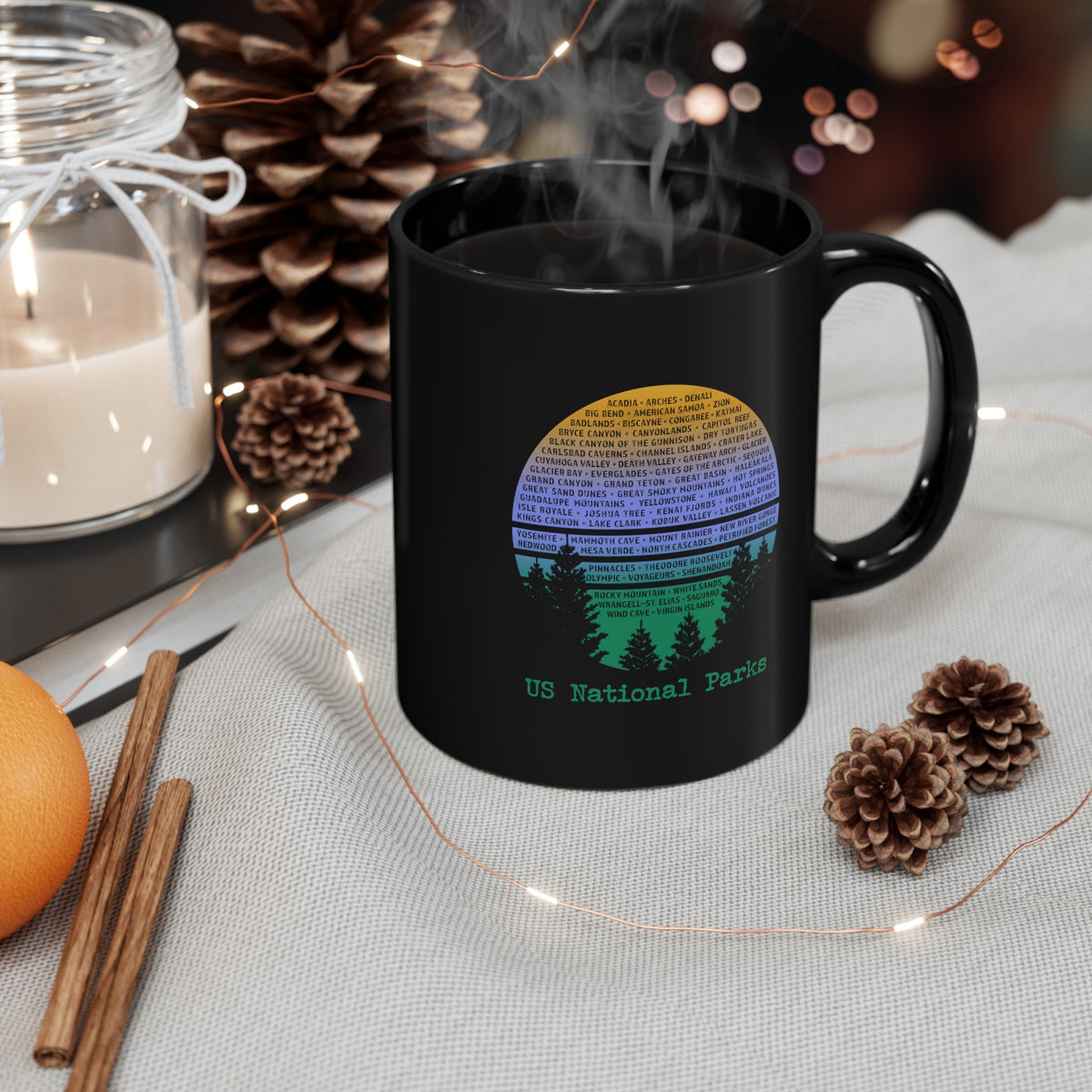 U.S. National Parks Mug with Gradient Text Design