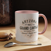 Grand Canyon National Park souvenir mug with a retro Arizona design and text.