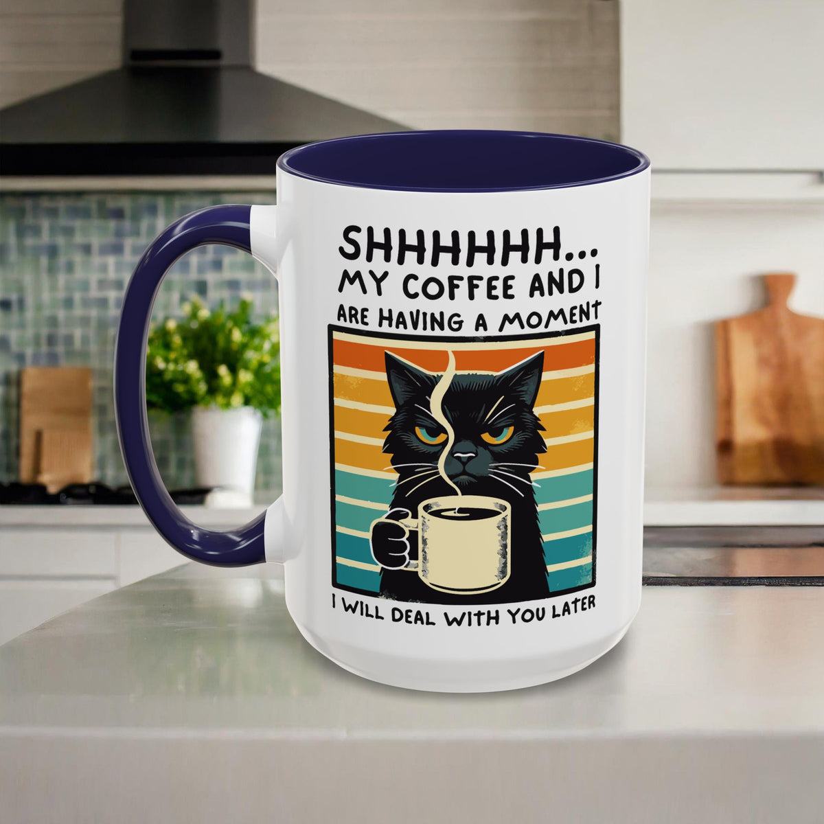 Funny Black Cat Coffee Mug with Free Shipping, Microwave and Dishwasher Safe