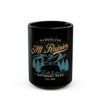 Mount Rainier National Park souvenir mug with bear and scenic design