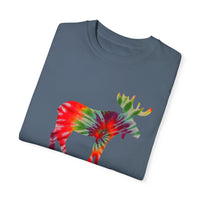 Moose graphic t-shirt with "Bar Harbor Maine" text, showcasing a colorful moose silhouette, a souvenir from Bar Harbor, Maine.