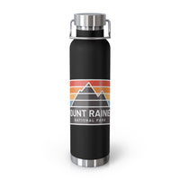 Mount Rainier water bottle with a retro national park design.