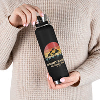 Mount Rainier National Park water bottle with a scenic mountain and sunset design.