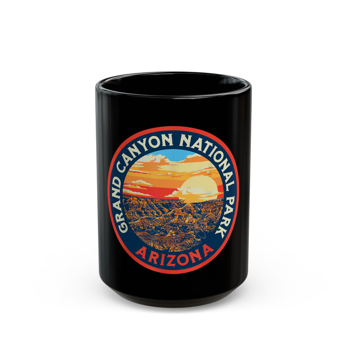 Grand Canyon National Park souvenir mug with a sunset and scenic design.