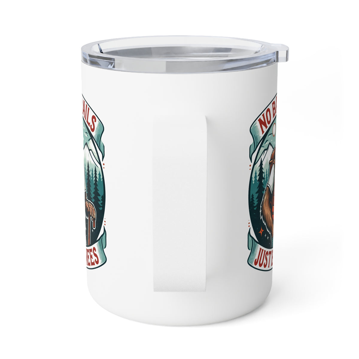 Sasquatch Hiking Insulated Travel Mug, No Bad Trails Just Bad Knees