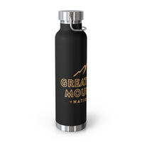 Great Smoky Mountains National Park souvenir bottle featuring a mountain design.