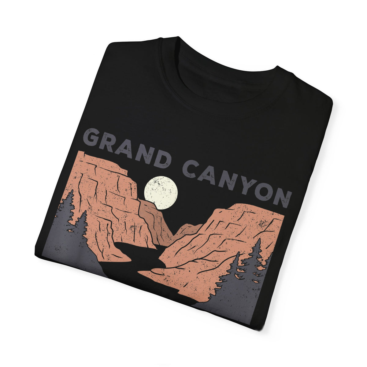 Grand Canyon National Park T-shirt featuring a night scene graphic design with a moon over the canyon landscape.