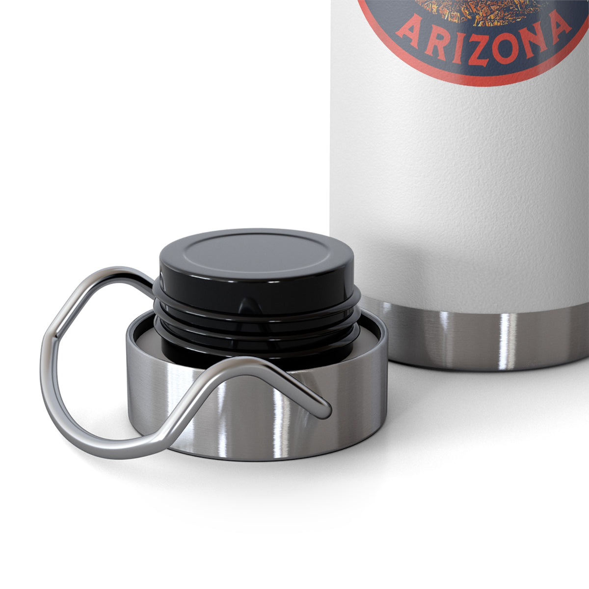 Grand Canyon National Park souvenir water bottle featuring a sunset landscape design and stainless steel construction.