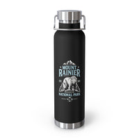 Mount Rainier National Park stainless steel water bottle with bear design.