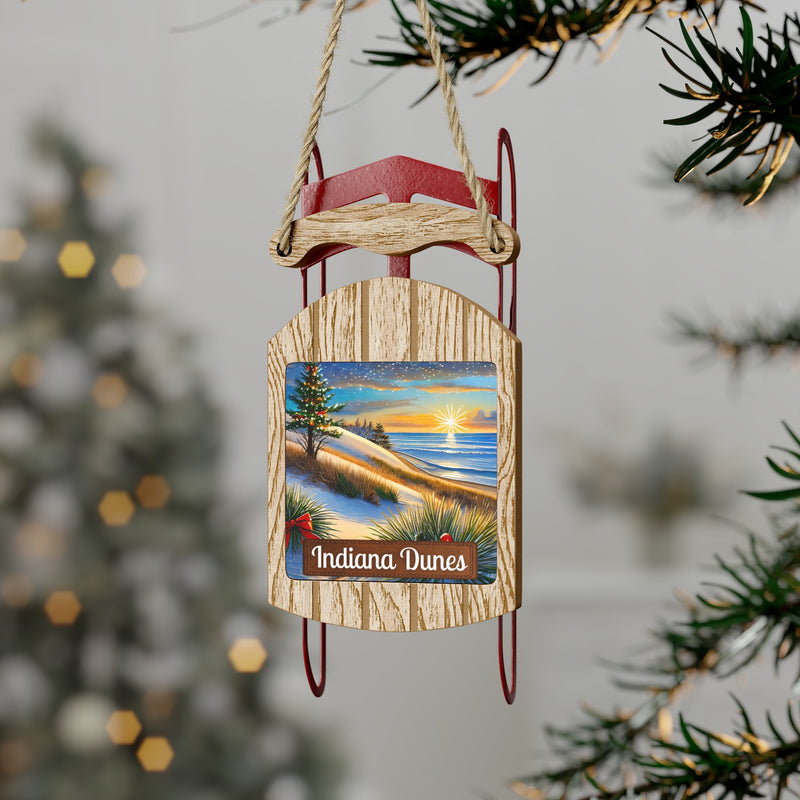 Indiana Dunes National Park Christmas Sled Ornament