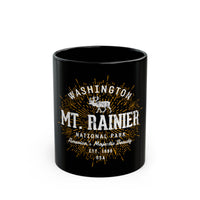 Mount Rainier National Park souvenir mug with deer and scenic design