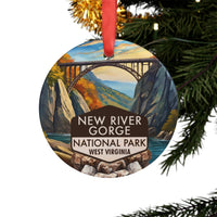 New River Gorge Christmas Ornament with Ribbon