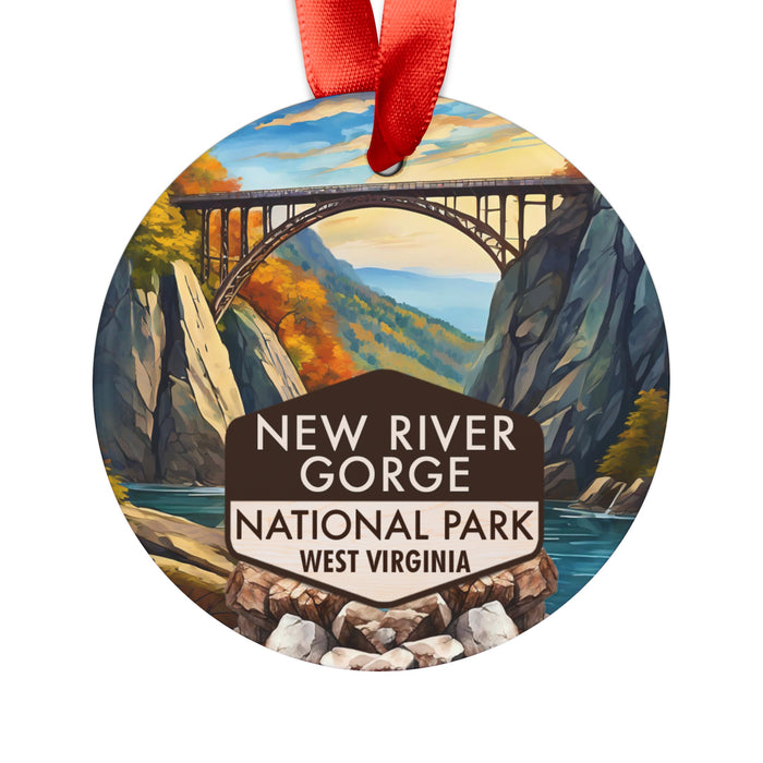 New River Gorge Christmas Ornament with Ribbon